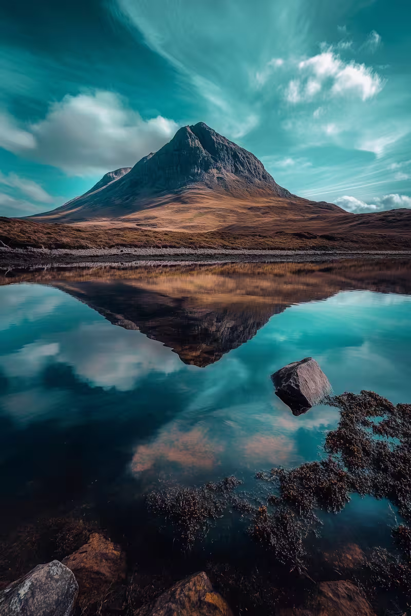 Mountain reflected in a tranquil lake
